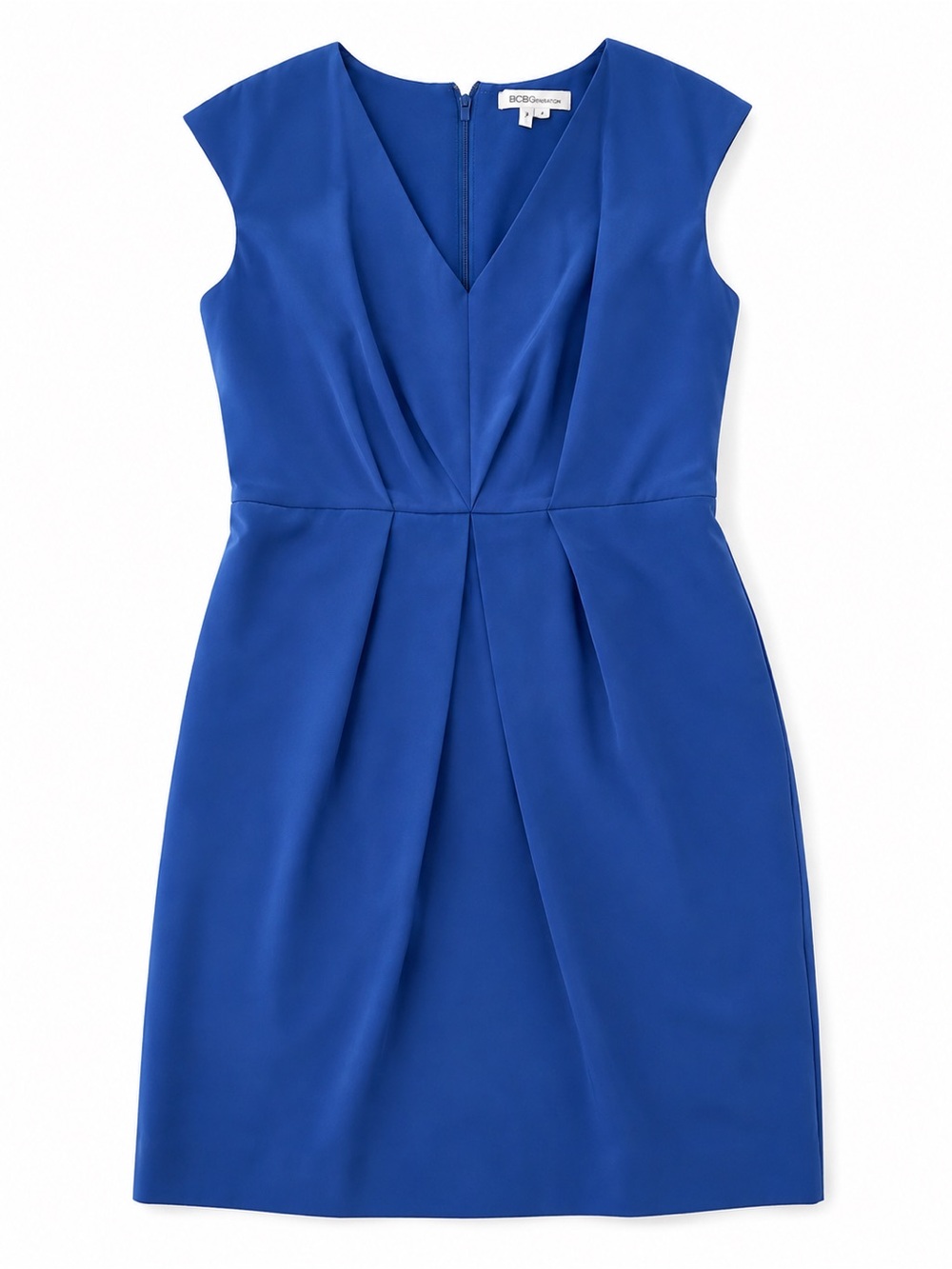 BCBGeneration Cobalt V-Neck Pleated Sheath Dress